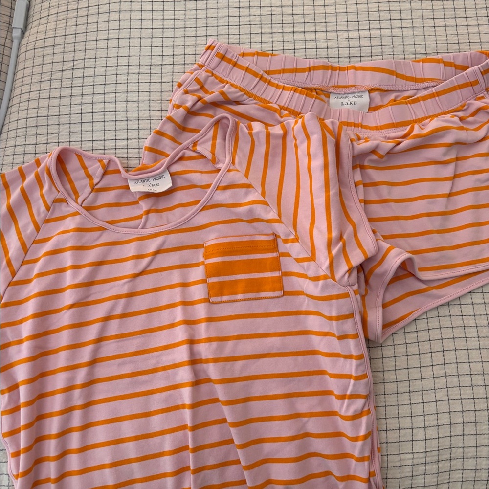 Lake Striped Pink and Orange Pajama Set
